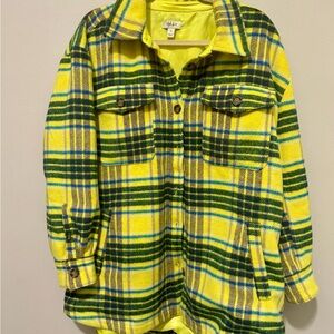 Yellow, Black and Green Plaid Shacket